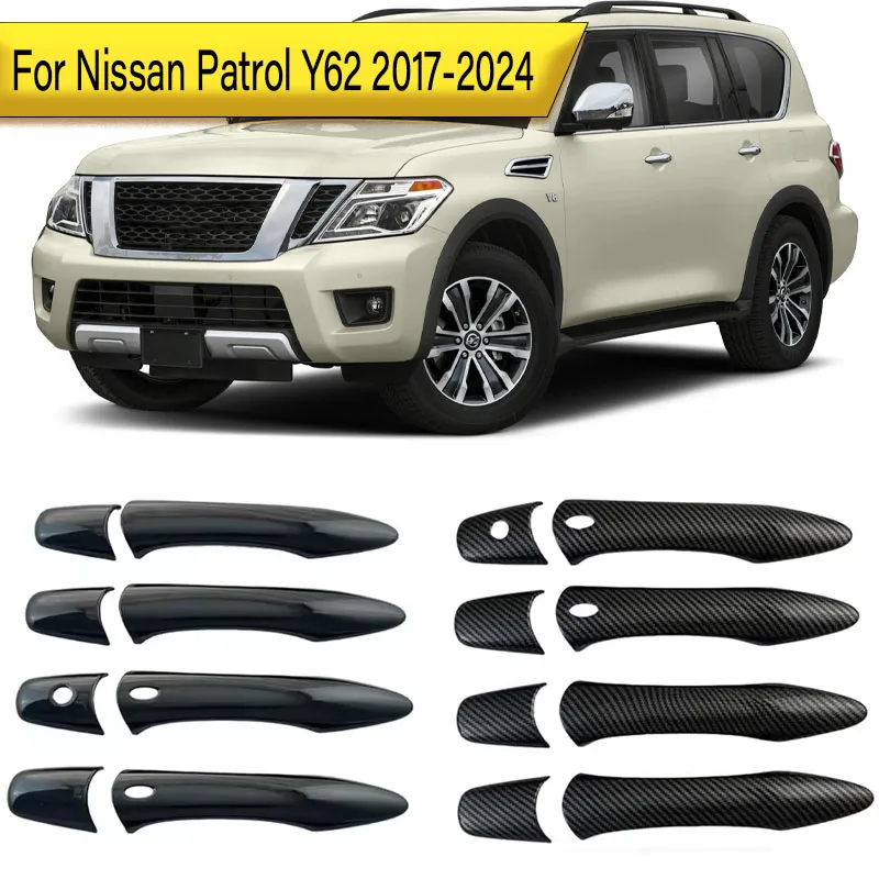 For Nissan Patrol Y62 2017-2024 4-Door Handle Cover Decorative Trim Pieces ABS Decorative Stickers