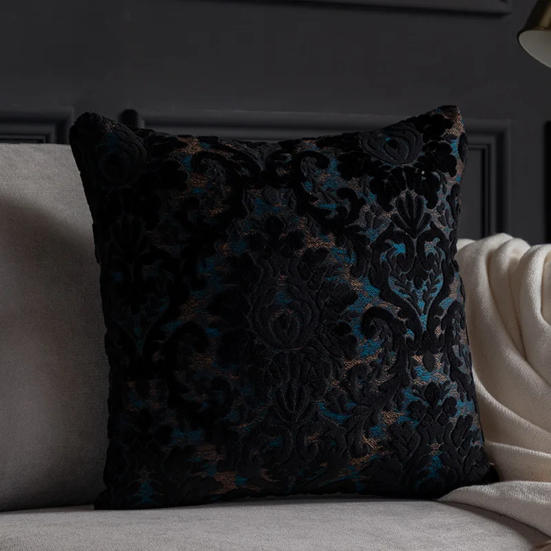 45x45/50x50cm Luxury Cut Velvet Sofa Pillow Cover Modern Nordic Cushion Case Living Room Villa Model Room Matching Velvet Back view 3