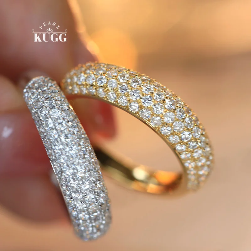 

KUGG 100% 18K White/Yellow Gold Rings Fashion Style 1.10carat Real Natural Diamond Engagement Ring for Woman High Party Jewelry