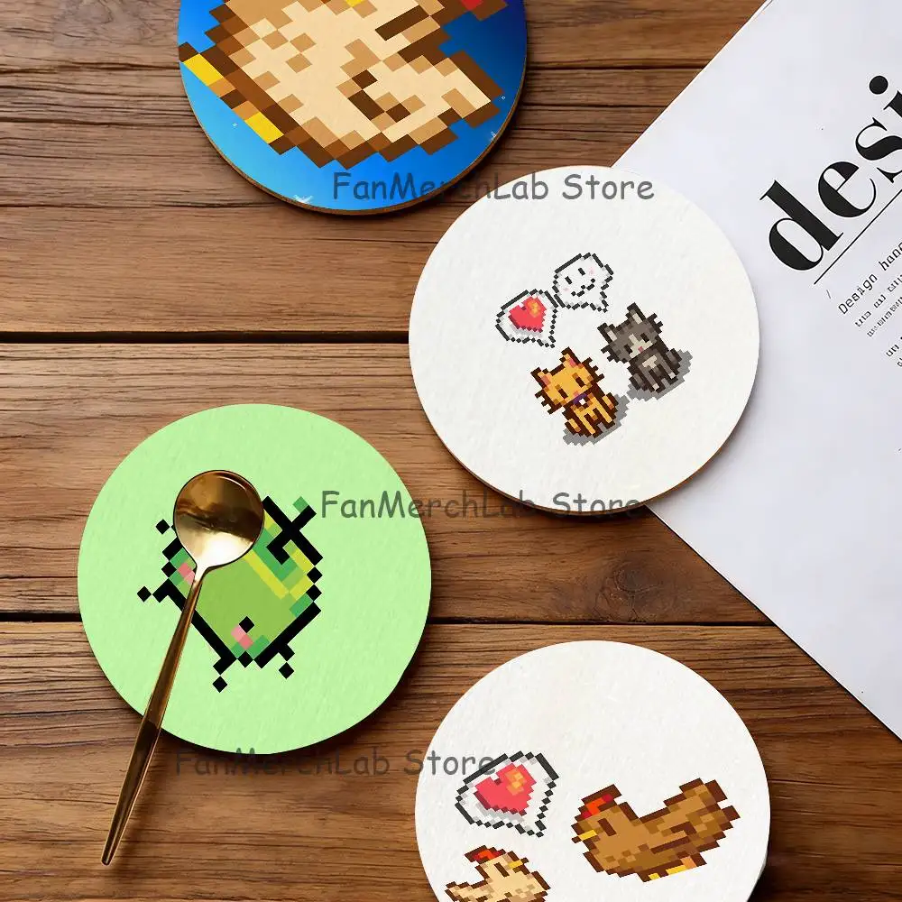 

S-StardewS Game V-Valley Wood Coaster Set - Heat Resistant For Tea & Coffee, Home Cafe Decor Holiday Gift