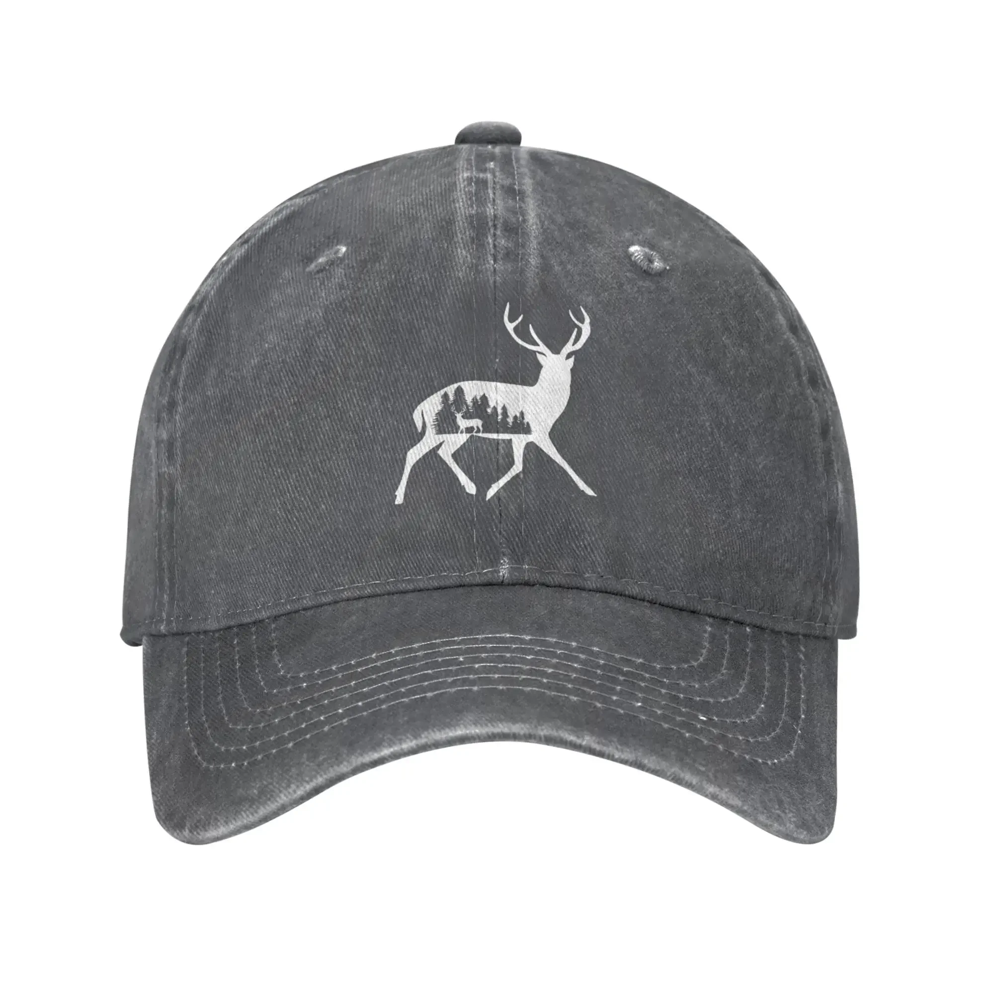 Baseball Cowboy Cap Deer Mountain Forest Adjustable Unisex Adult Vintage Cotton Hats for Women Men Outdoor Sport Denim Dad Hat