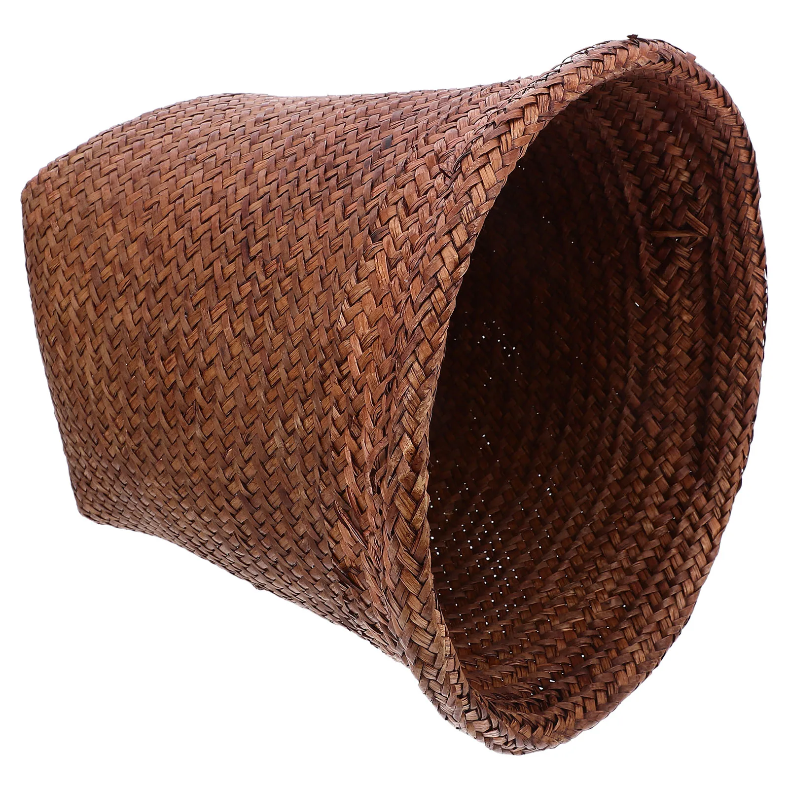 

Woven Waste Paper Basket Natural Straw Design Smooth Edges No Cover For Easy Use Bedroom Bathroom Home Office Desktop Trash Can