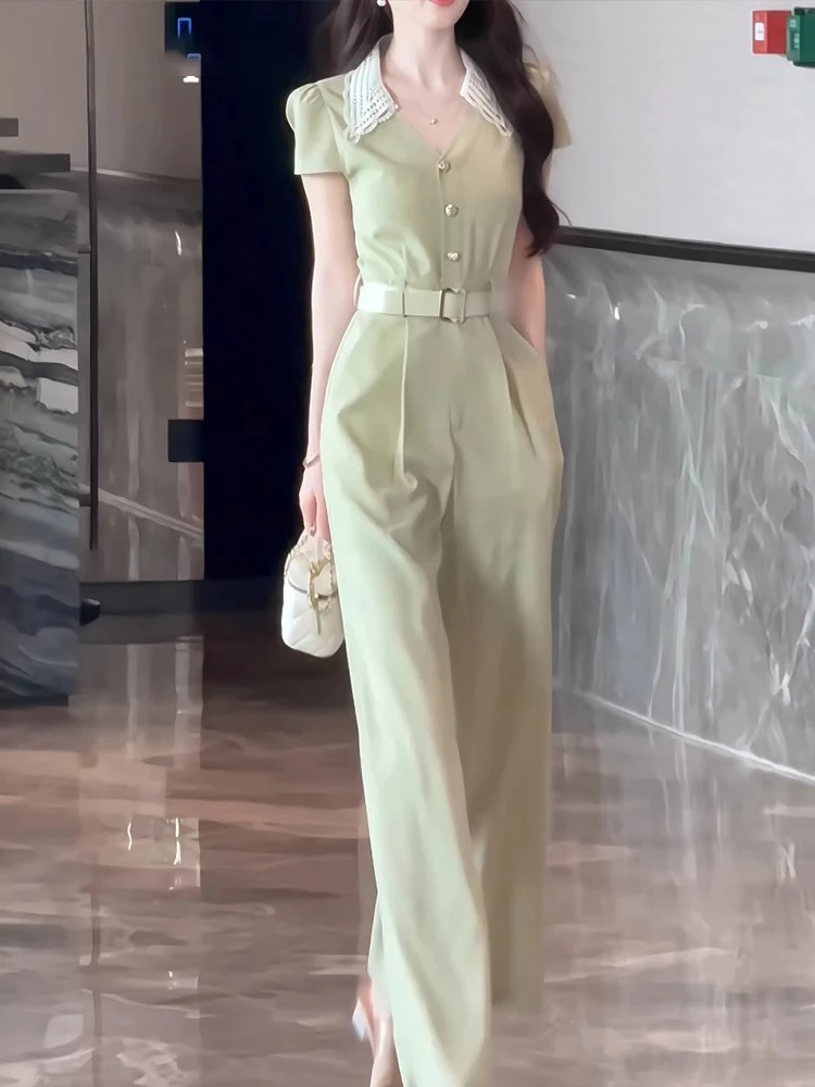 Ele taille haute pantalon femme Faion été nouveau décontracté minceur jambe large pantalon coréen Sle trajet vent