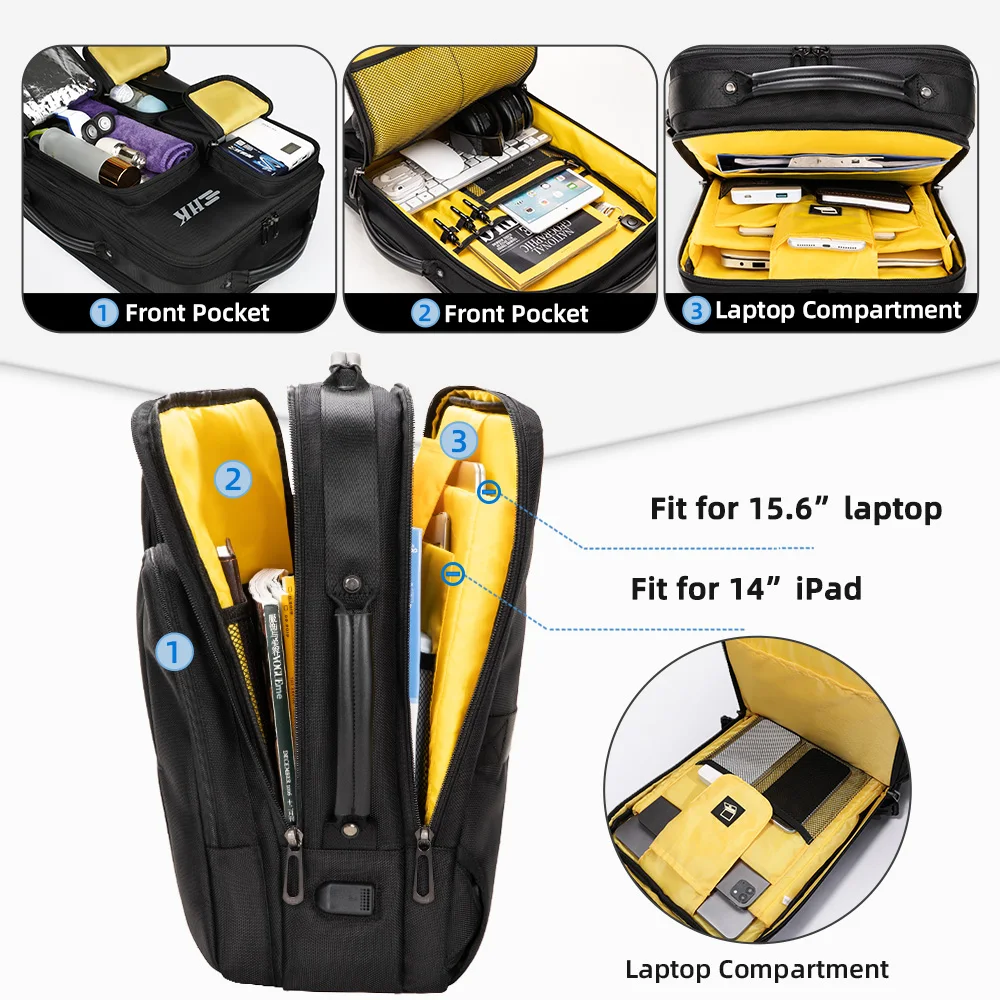 حقيبة ظهر للكمبيوتر المحمول Heroic Knight للرجال YKK متعددة الوظائف للعمل اليومي حقيبة ظهر للأعمال مقاومة للماء بسعة كبيرة حقيبة السفر