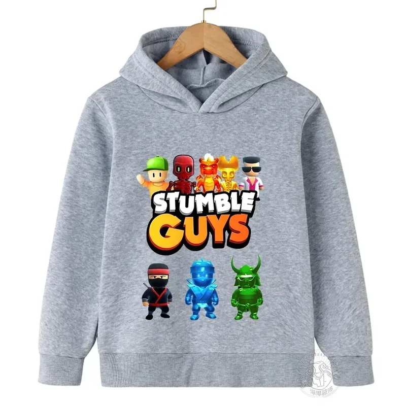 2024 Stumble Guys Hoodie Children's Harajuku Games Sweatshirt Boys Girls Original Cartoon Character Print Tops Children's Cloth