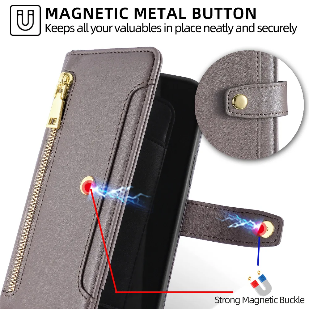 Brieftaschenhülle für Motorola Edge 2022 2023 2024 2025 Magnetische Flip-Handyhülle Edge 70 60 50 40 30 20 X30 Neo Lanyard Lederhülle – Detail 5