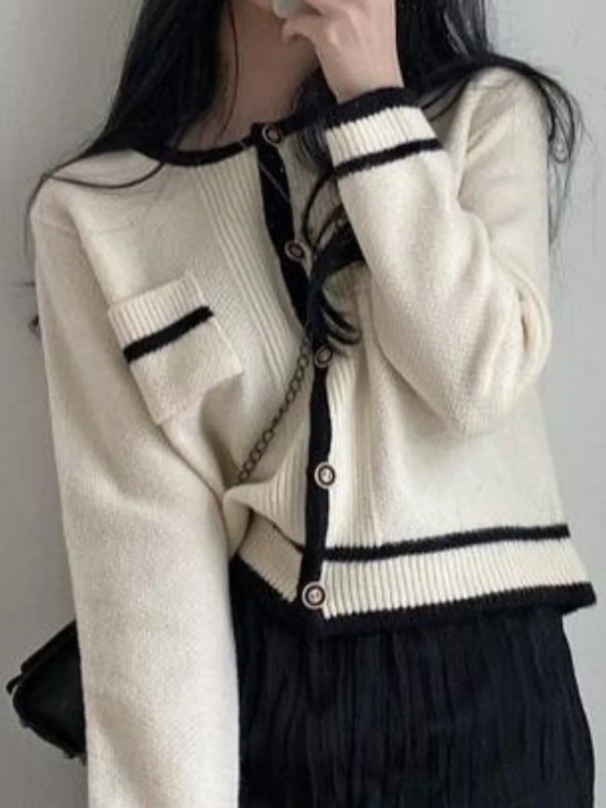 

Retro Knitted Sweater Jaet Women's Chic Autumn New Sle Vintage Small Fraance Loose Ele Top Korean Sle Long Sve