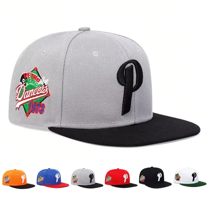 Unisexowe czapki hip-hopowe z haftowanym literą P, regulowane czapki bejsbolowe typu snapback na wiosnę i jesień, czapki przeciwsłoneczne na zewnątrz