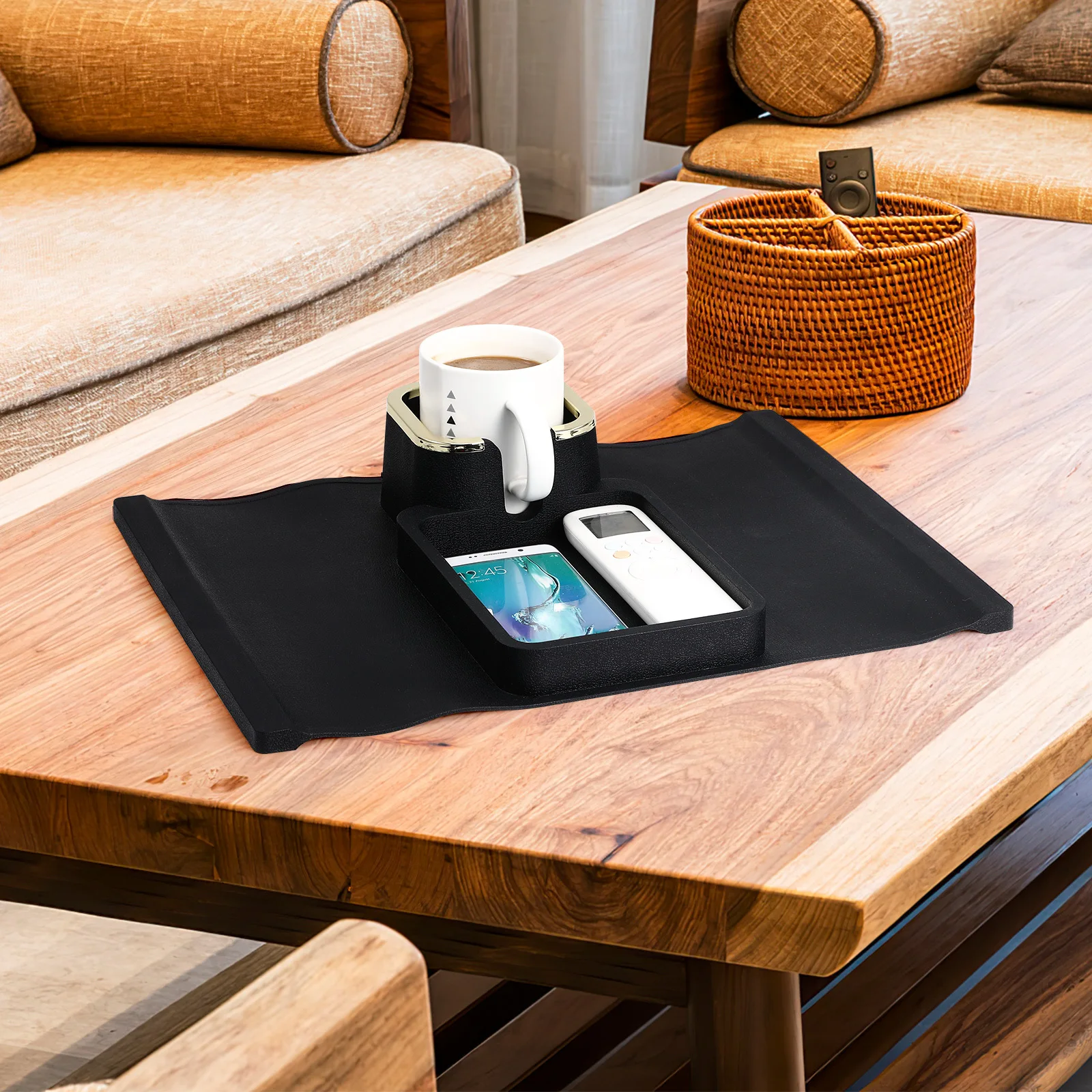 

Подлокотник для дивана, складной силиконовый поднос для закусок, стол, подстаканник для дивана, прочный, практичный прикроватный держатель для хранения телефона