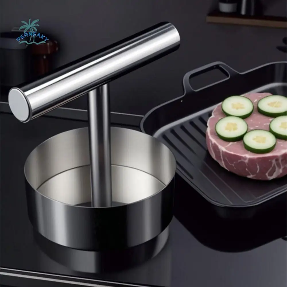 

Adjustable Thickness Stainless Steel Hamburger Press Non-Stick Creative Manual Meat Pie Press Mold Round Durable Burger Smasher