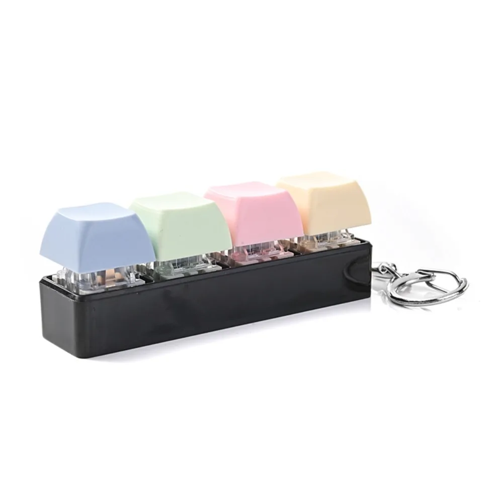 4 Keys Keycap Fidget Keychain Finger Button Key Cap Clicker Keyboard Keycap Fun Pass Time Keyboard Clicker Keychain Adult