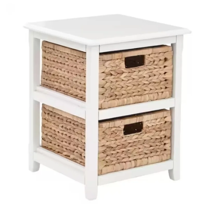 

Seabrook Storage Tower with Solid Wood Frame and Natural Baskets, Simple fashion, easy to install, suitable for living room