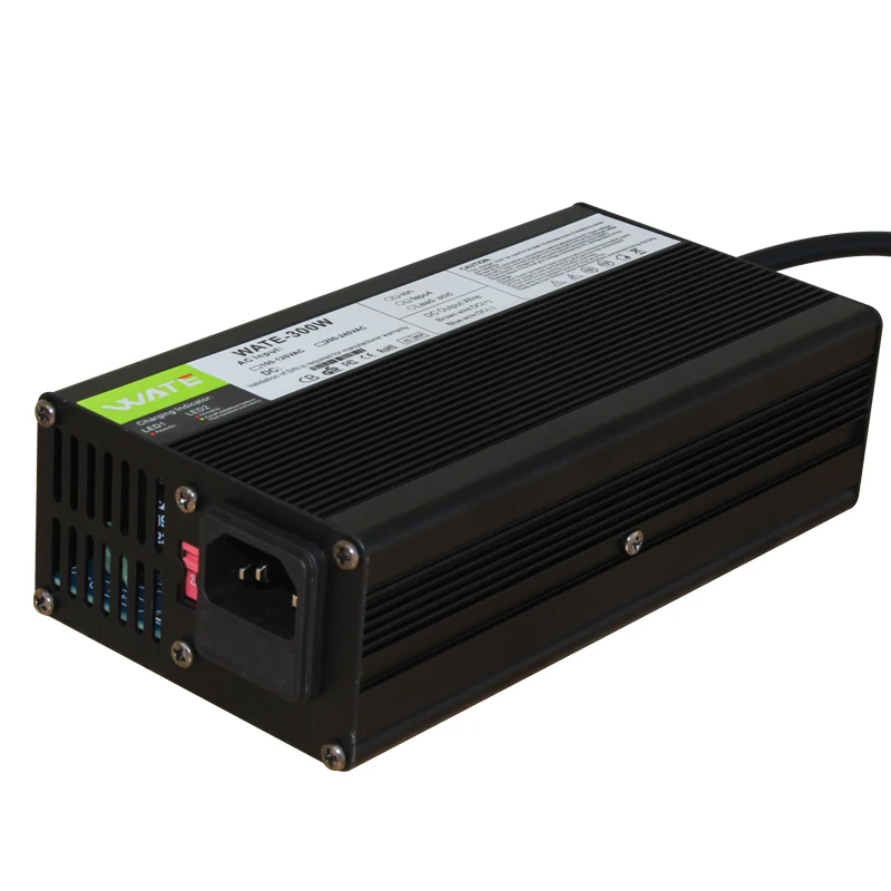 33.6V 10A 8S 29.6V Lithium ion Battery Charger with Cooling Fan Black Aluminum Shell