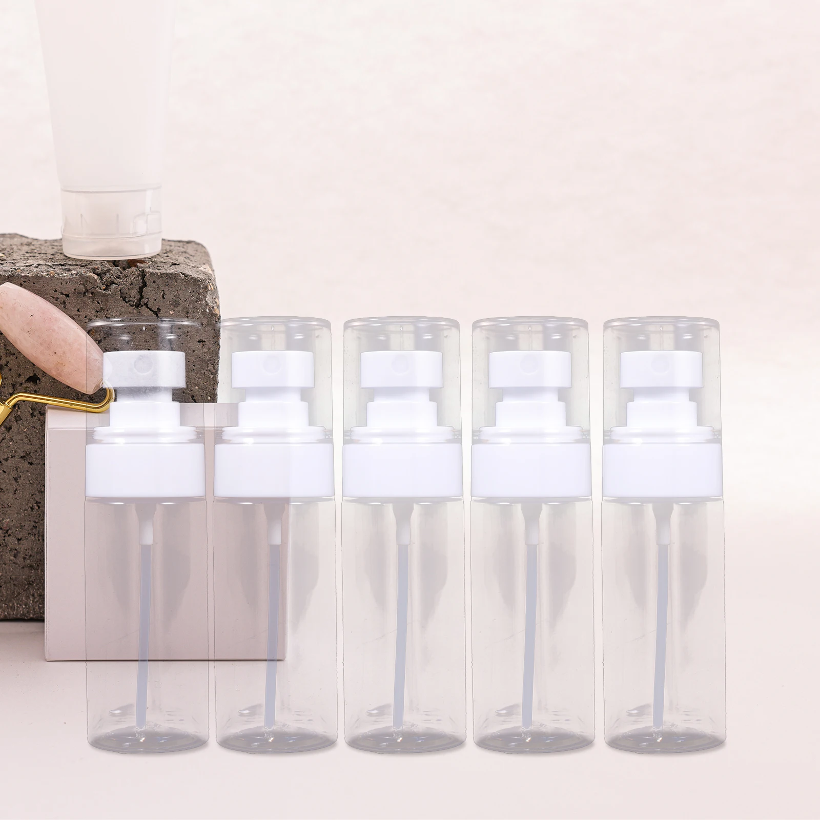 Petite flacon pulvérisateur en plastique rechargeable, taille de voyage, pour brume faciale, Toner capillaire, récipient de liquide Portable, voyage, salle de sport, 5 pièces