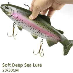 1PC Soft Deep Sea Bait 20cm/30cm Sea Fishing Big Size Simulate Fish Lure with 3 Hooks Artificial Baits Peche Swimbait Crank Bait