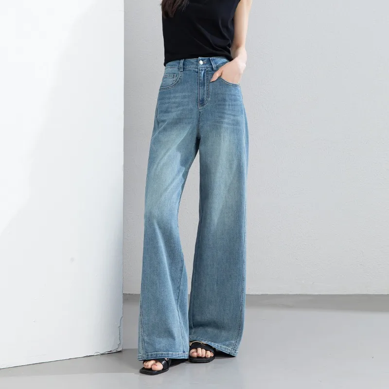 

Women'sstraight leg jeans new spring summer fashion loose versatile drape vibe wide leg slim casual denim pants for daily outfit