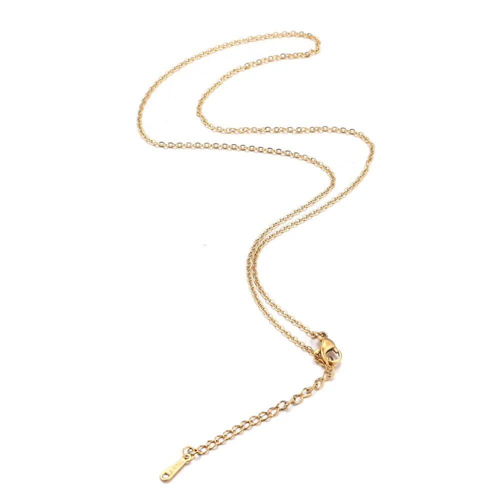 Collier Ajustable en Acier Inoxydable Plaqué Or pour Femme, Câble pio, Fin, Cuba, 40cm + 5cm, Largeur 1/1/1mm, 5 Pièces, Vente en Gros en Vrac