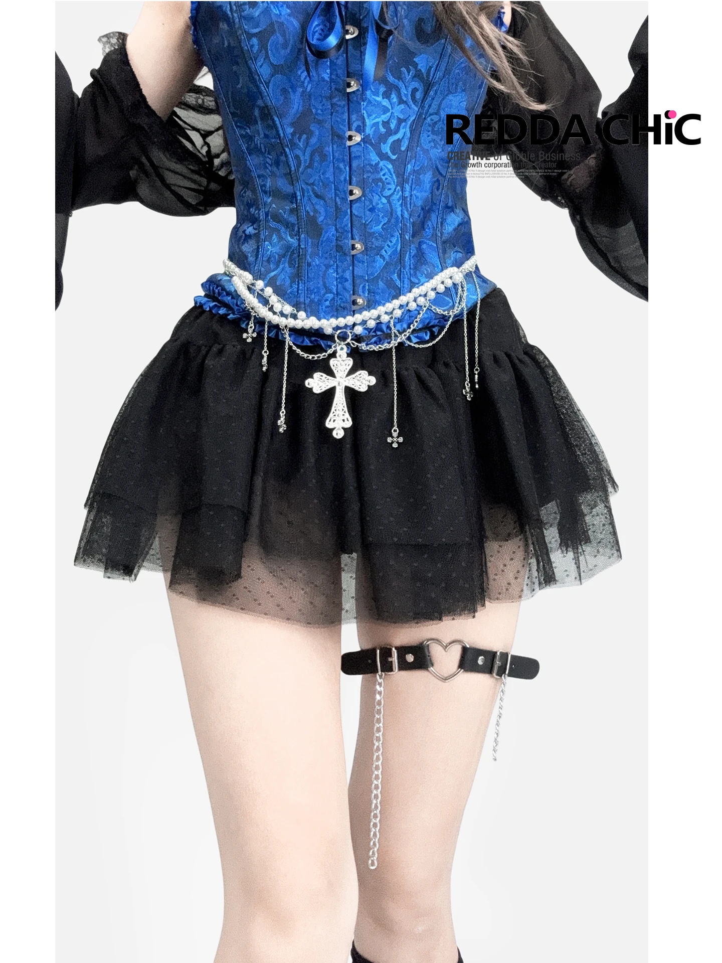 Gothic Black Polka Dot Mesh Skirt Women's High Waist A-Line  Skirt Summer 2026 Pleated Lace Fabric Fairy Tale Style