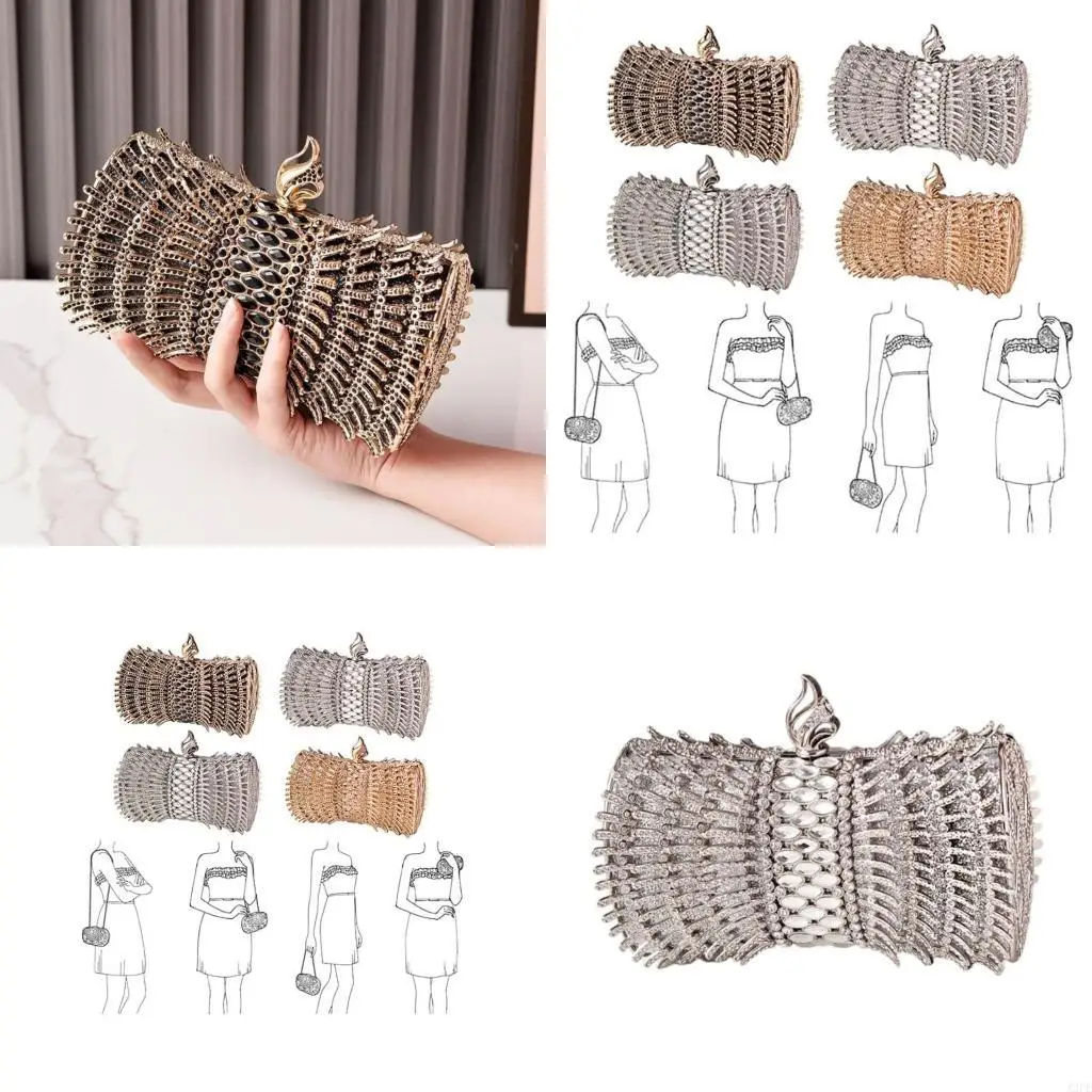 

Rhinestones Embellished Clutch Evening Purse Shoulder Bag for Elegant Occasion
