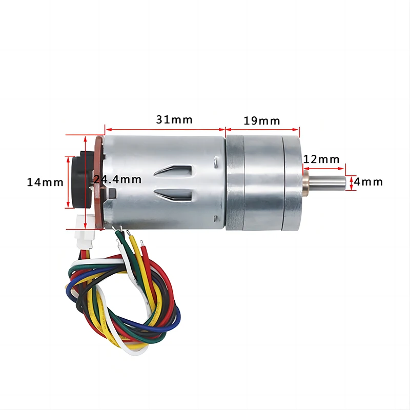 25GA370 DC Geared Motor with Encoder and Speed Dial High Power and Torque 6V 12V 24V JGA25-370B