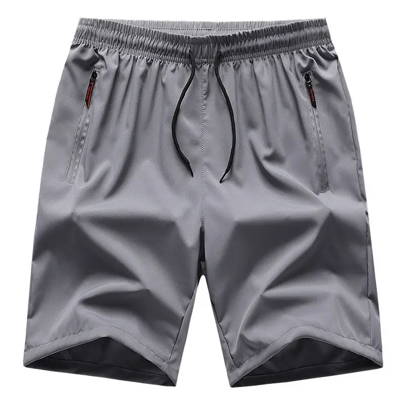 Pantalones cortos de seda de hielo para hombre, Shorts finos de secado rápido, de cinco puntos, holgados, talla grande, para playa, Verano