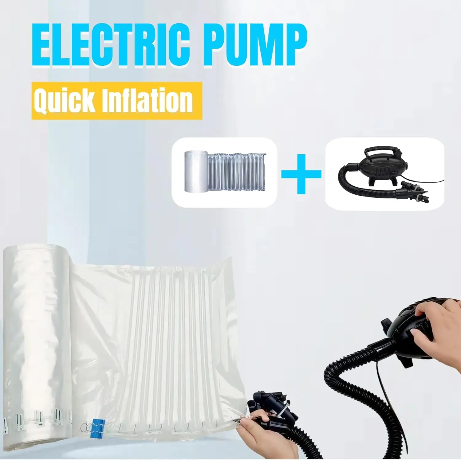 Large Bubble Cushioning Wrap 15.7" x 262 Ft Inflatable Air Pillow for Shipping Packing Moving Heavy Duty Eco-Friendly