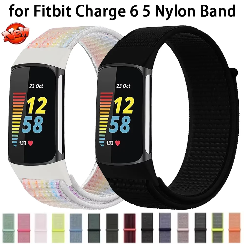 Nylon Braided Loop Band for Fitbit Charge 6 5 Sports Comfortable Strap Bracelet for Fitbit Charge 6 5 Replaceable Wristband Belt