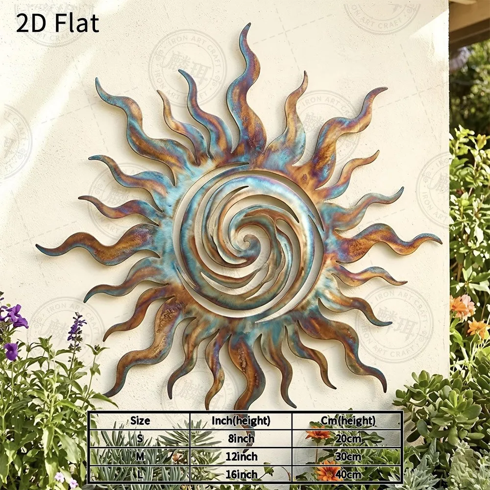 Metal Sun Silhouette Wall Decor 2d Flat Iron Sculpture Wall Art Decoration For Indoor Outdoor Garden Patio Home Living Room