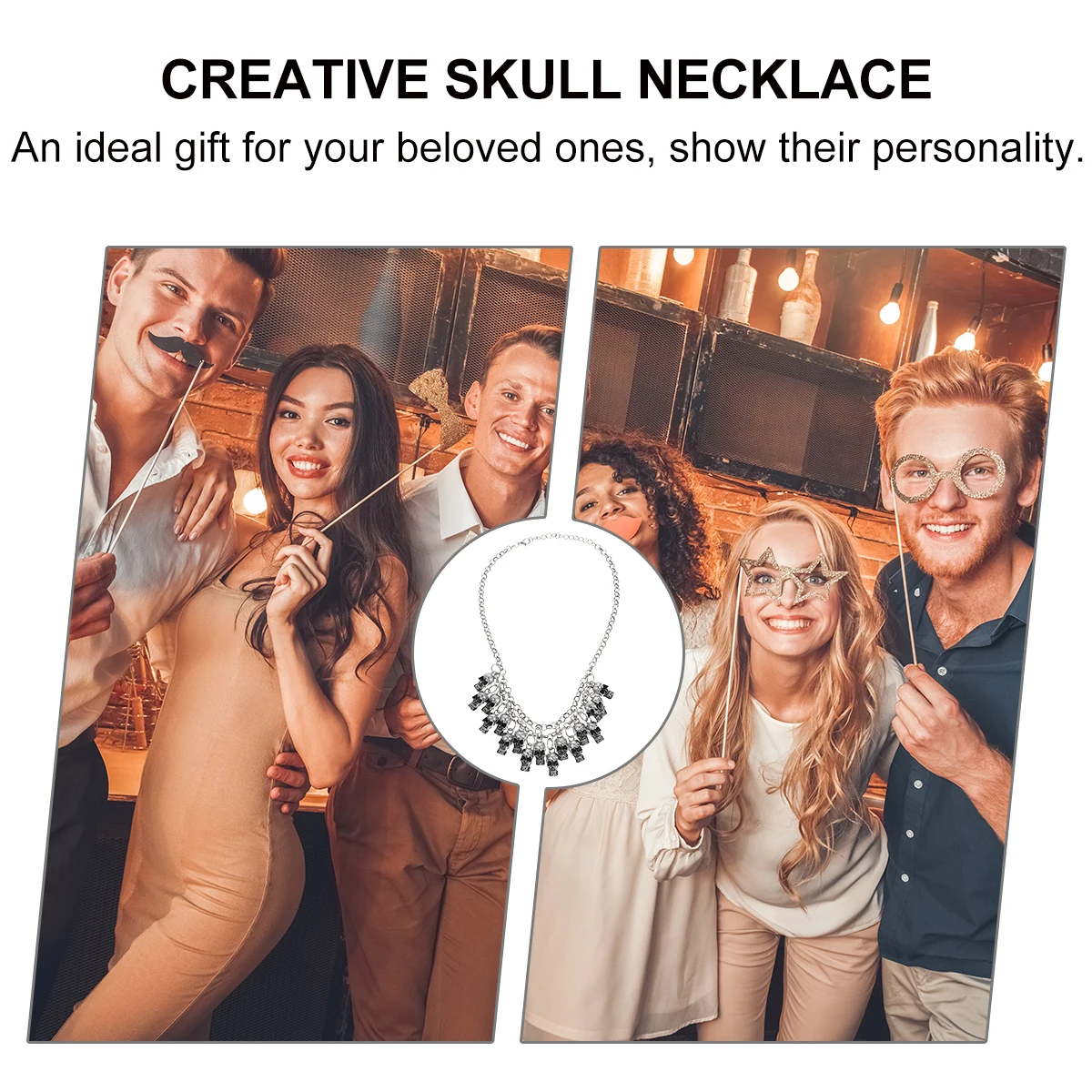

Vintage Skull Necklace Retro Necklaces Alloy Make up Silver Pendant Miss Jewelry