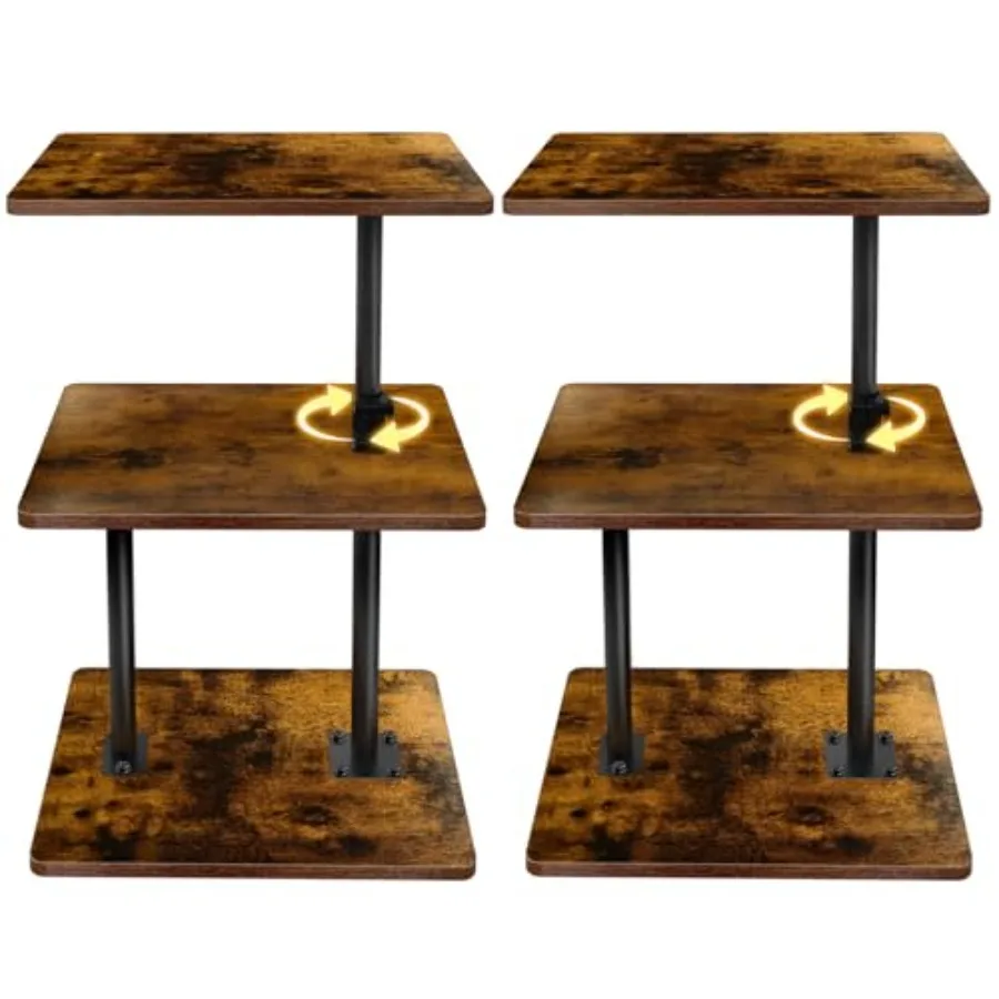 

Swivel Side Table for Couch 2 Pack Small End Table Adjustable Height Night Stand 360° Swivel Nightstand with Storage Shelf for