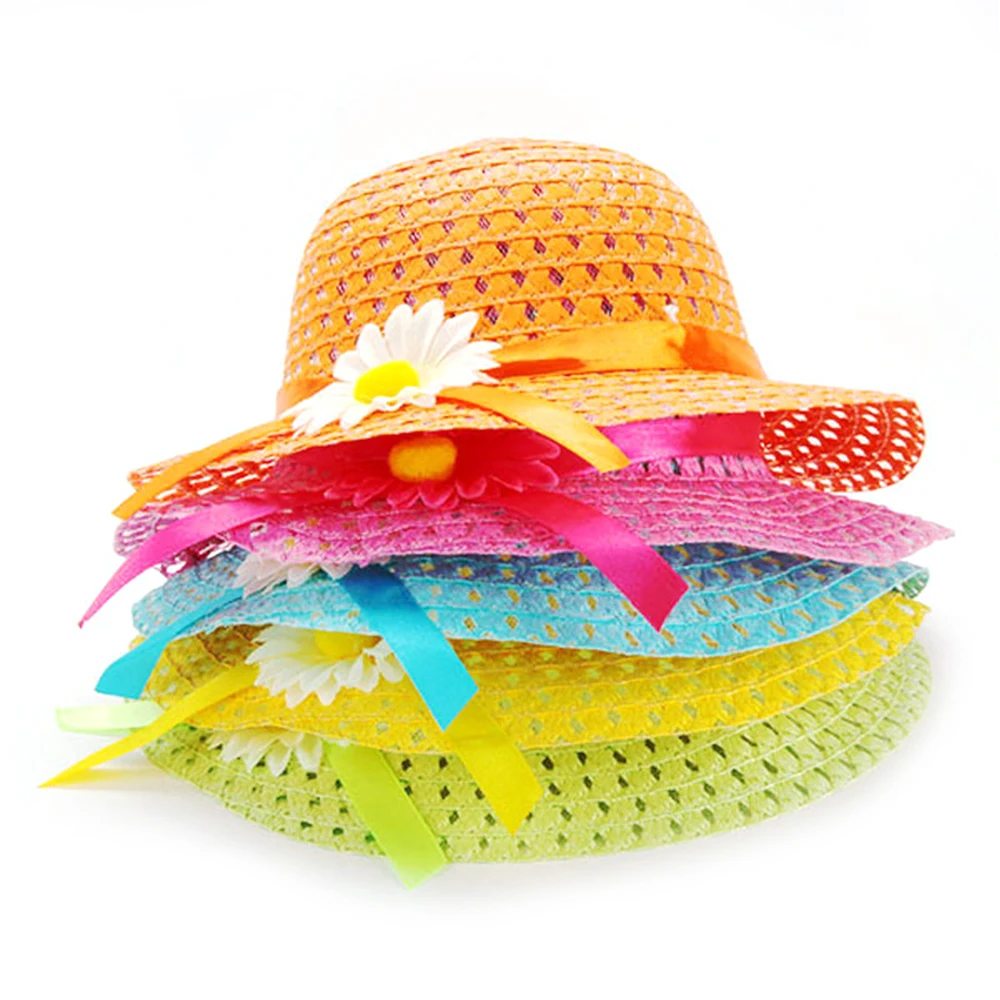 New Summer Kids cappello da sole bambini Outdoor Rabbit Ear Beach Caps Boy Girl Panama Hat Unisex Beach Bucket Hats Sun Flower cappello di paglia