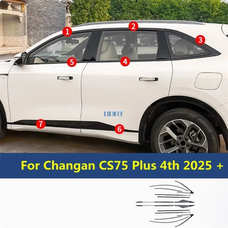 

Car Styling Accessories Exterior Sticker For Changan CS75 Plus 4th 2025 + Window Molding Skirt Edge Strip Door Side Body Trim