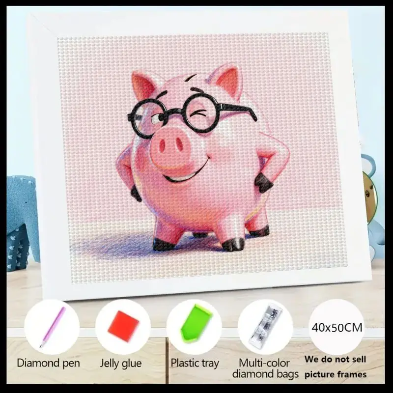 

1 шт. DIY 5D комплект алмазной живописи, милая мультяшная мнущая свинья в очках, очаровательная копилка с изображением животных, полная квадратная дрель Crysta