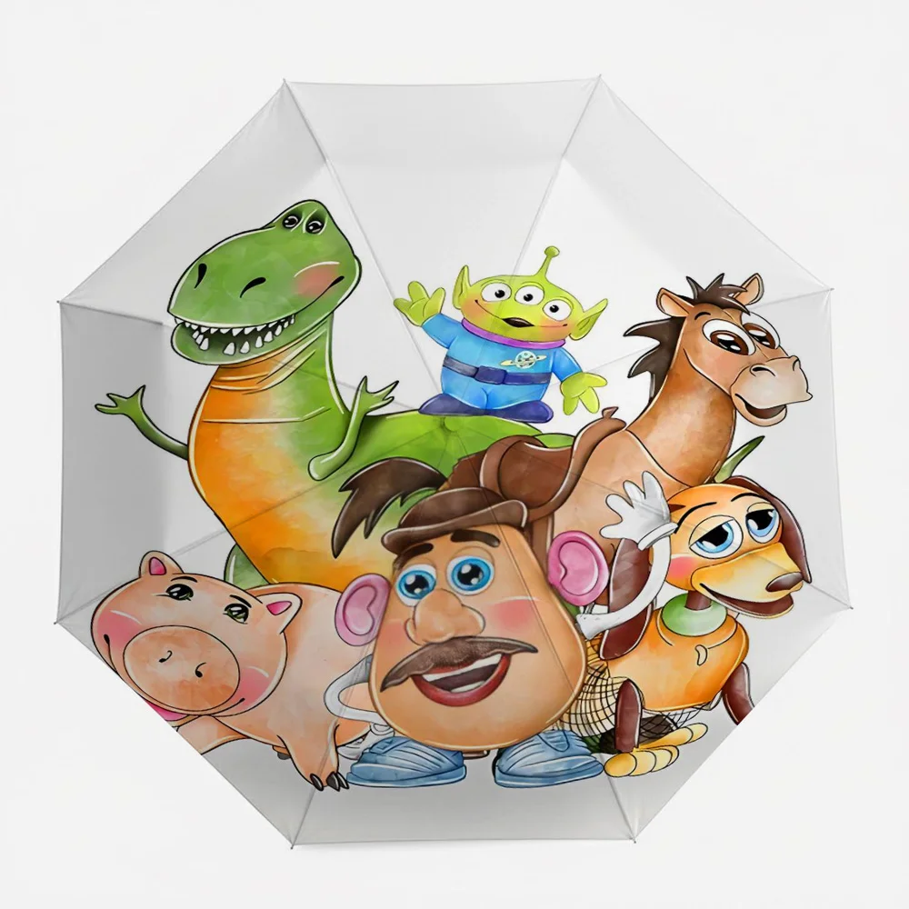 

Disney Toy Story Characters Watercolor Print Automatic Folding Umbrella, Windproof Waterproof Travel Umbrella for Kids Adults, P