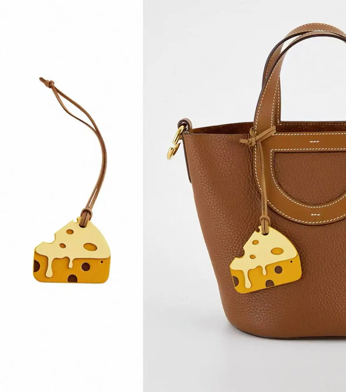 

Genuine leather handmade contrasting cheese pendants cute key accessories beautiful gifts bag pendants cheese ornaments