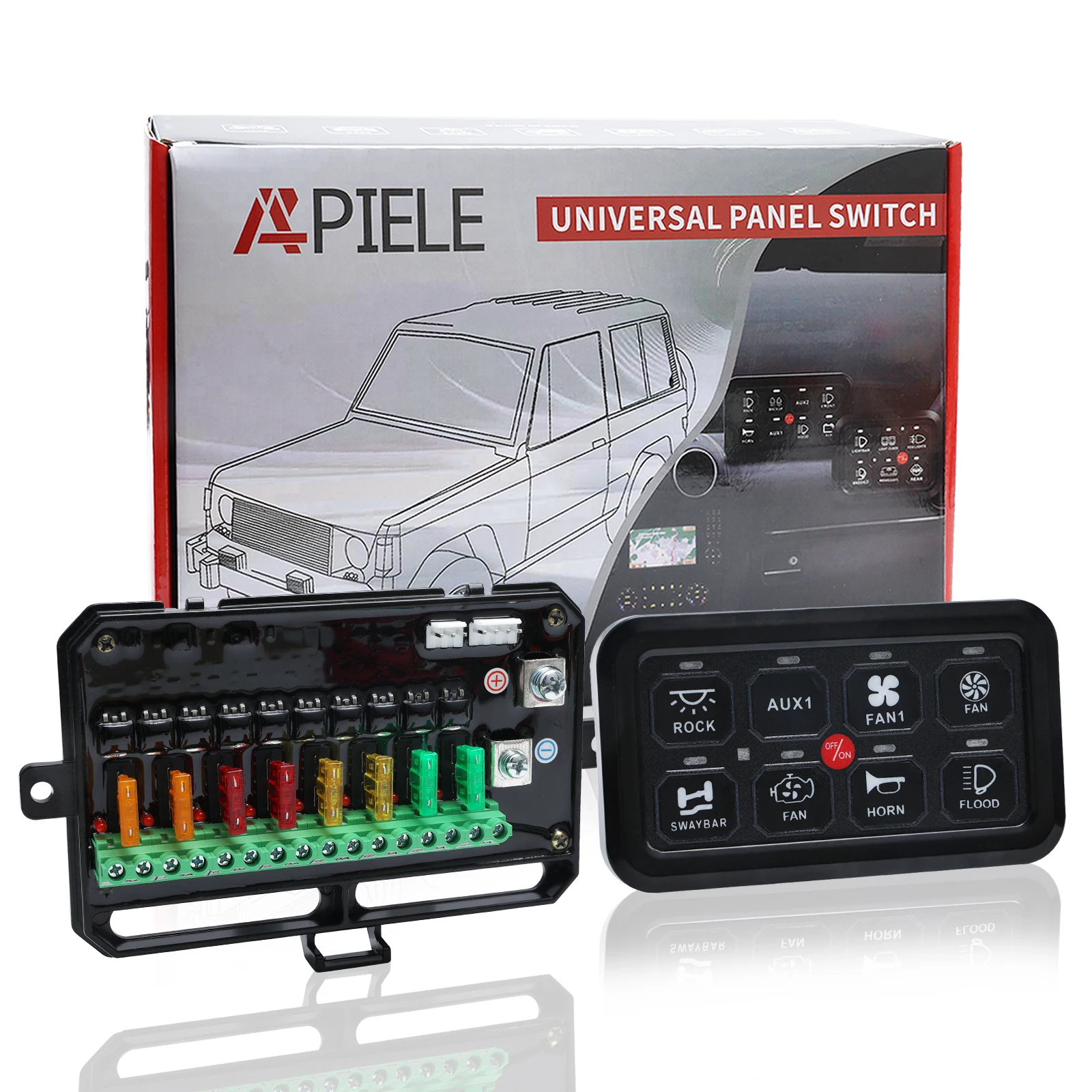 

APIELE Switch Panel 8 Position Switch Panel Switch Box Waterproof LED Push Button Switch Electronic Relay (8 Position)