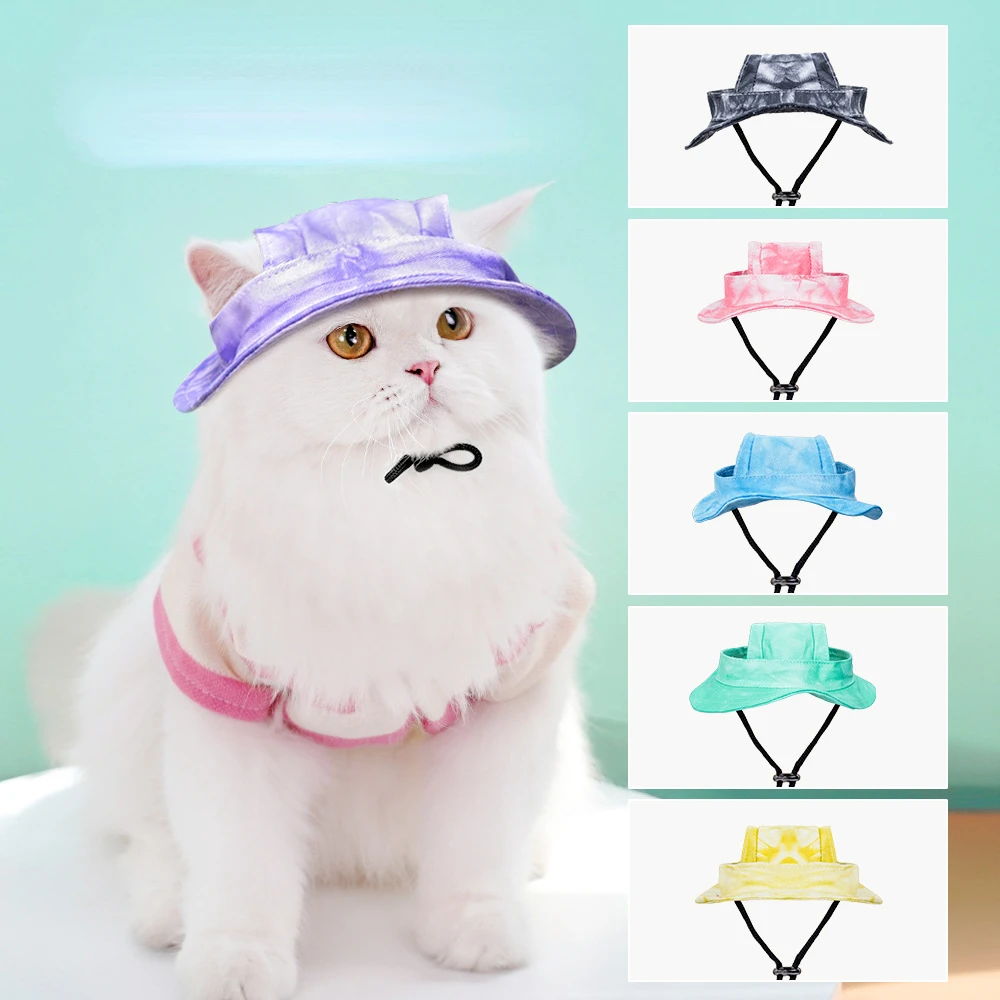 Dog Cat Hat Sun Sunshade Anti Strangulation Hat Dog Baseball Cap for Small Medium Dogs Cats with Ear Holes Adjustable Drawstring