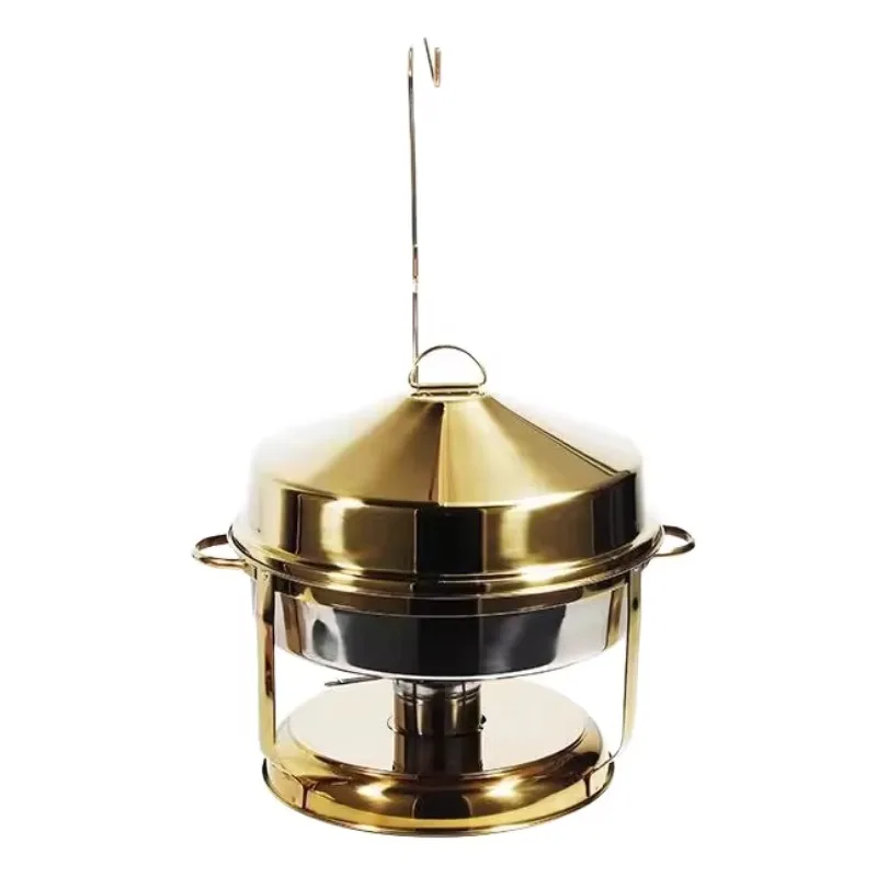 

Большая емкость 20л, отель, буфет, десертная плита, круглая подвесная крышка, золотое видимое спиртовое изоляционное оборудование