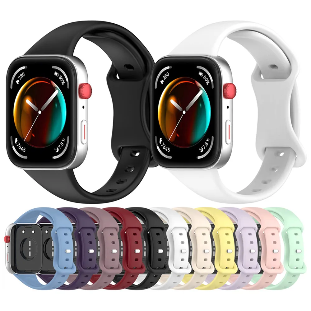 Silicone Watch Strap For Huawei Watch Fit 3 4 4pro Waterproof Belt Small pretty waist Replacement Butterfly Buckle band