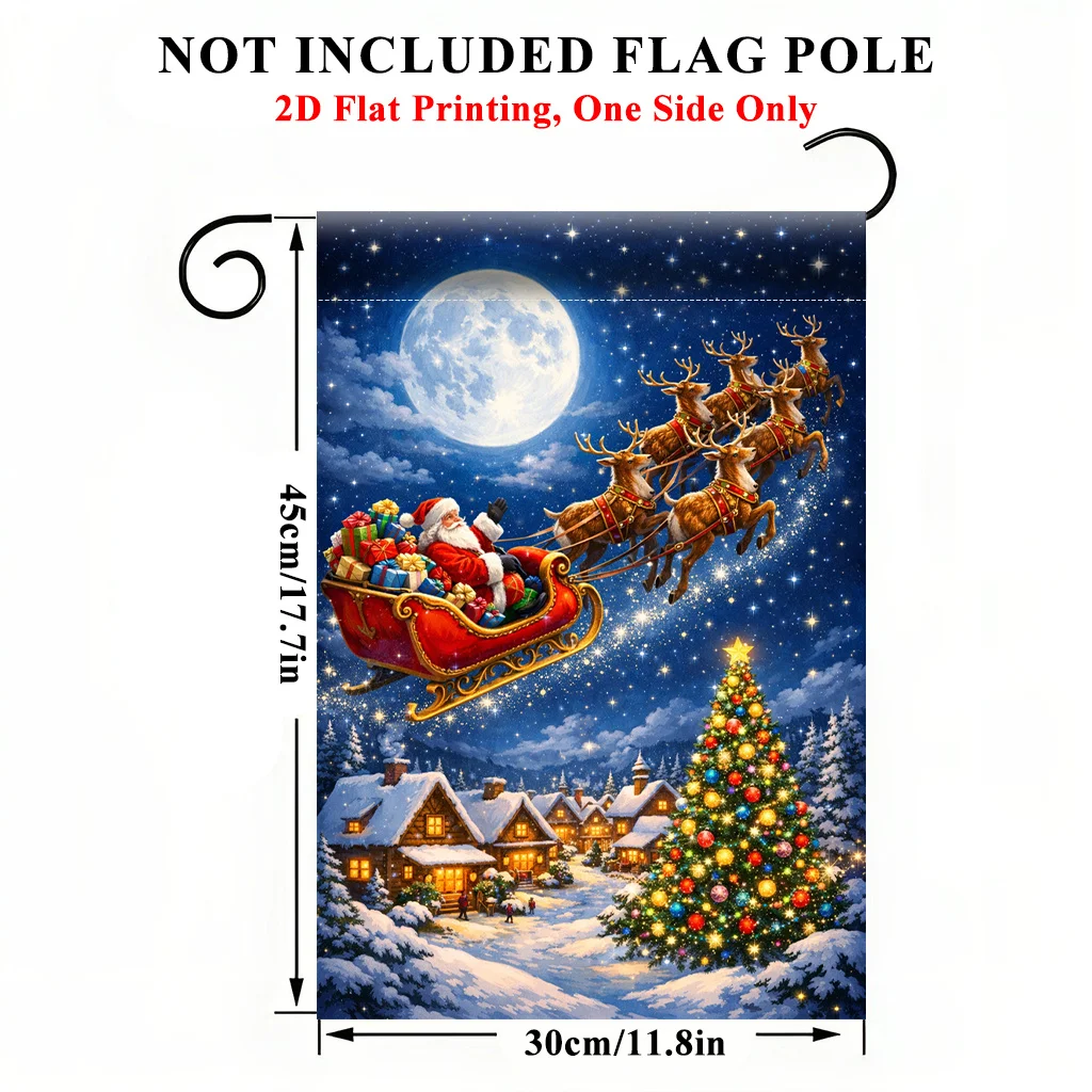 2D Flat - 2D Flat Print Garden Flag 1 Pack, Magic Christmas Eve Garden Flag - Single Side Print, Durable Polyester Outdoor Decor, for Home and Yard, Holiday Decor, 11.8X17.7 Inches, Without Rod