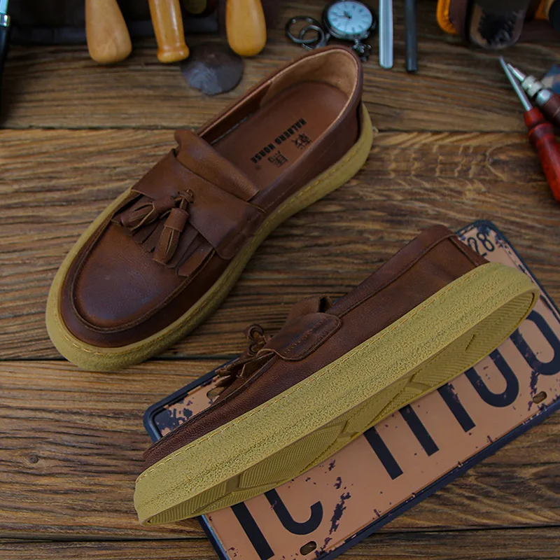 Men's Premium Slip-On Driving Loafers, Handcrafted Top Grain Leather with Breathable Lining & Soft Sole for Business Casual