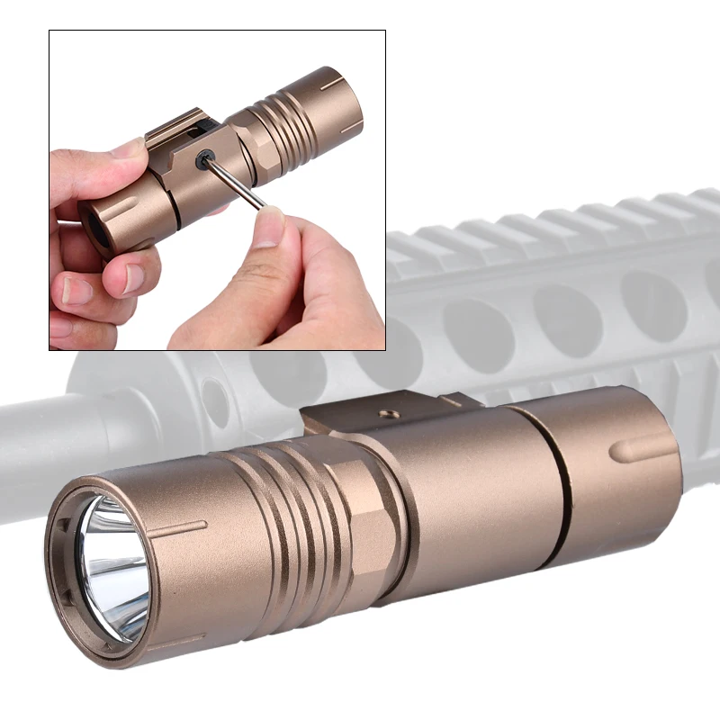 

WADSN Tactical Flashlight 1000 Lumens High Power Pistol White LED Light Metal Airsoft Hunting Lamp Fit 20mm Picatinny Rail 1913