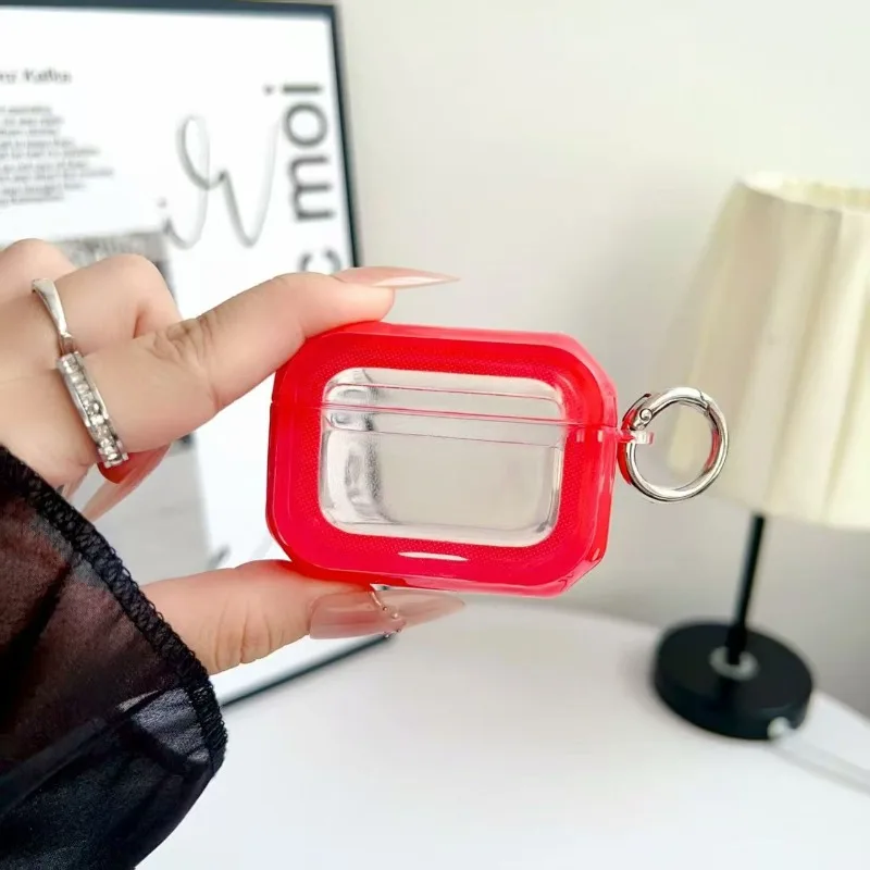 Suitable for transparent and cute colored shock-absorbing TPU cover headphone protective case, with keychain