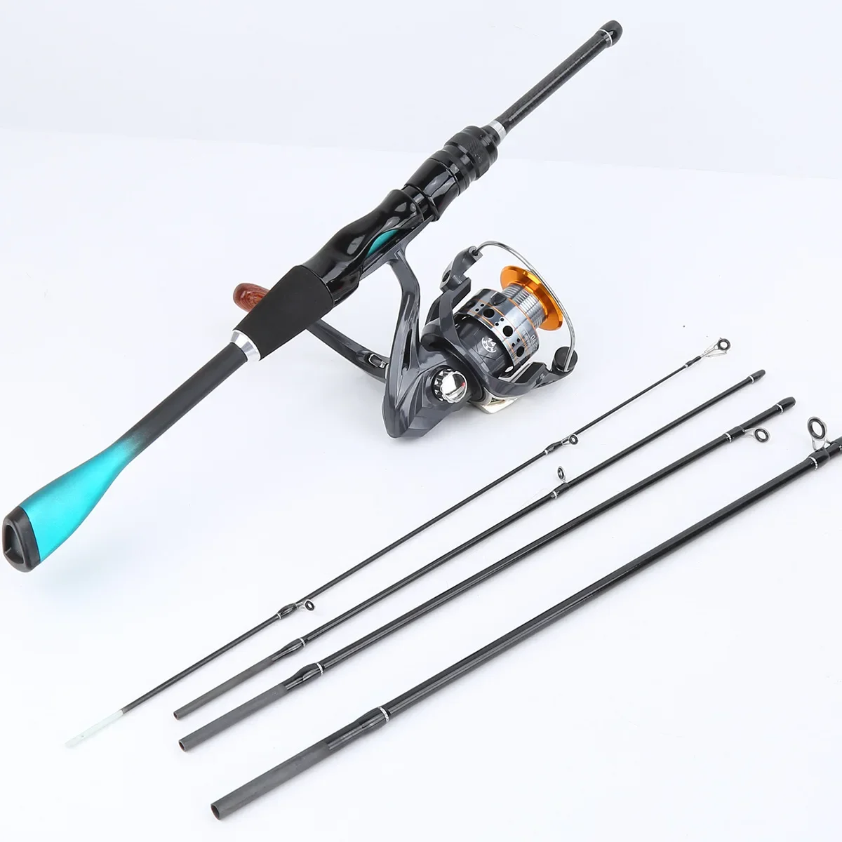 1.8M Carbon Fiber 4 Sections Cast Sea Lure Rod Full Fishing Tackle Set with Spinning Reel Minnow Soft Lures Complete Fishing Kit - view 4
