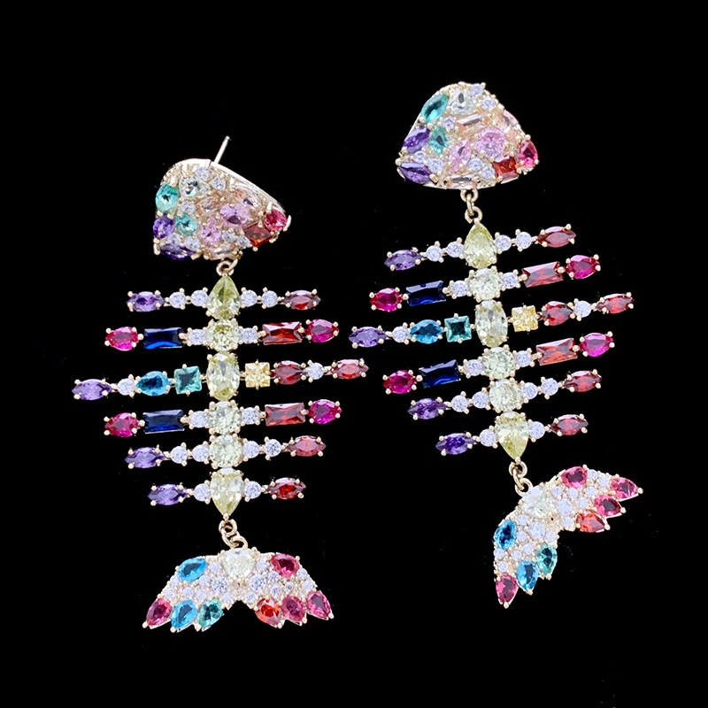 

Exaggerated Colorful Fishbone Earrings for Women, Stylish and Unique Design, Light Luxury Fashion, Popular on TikTok