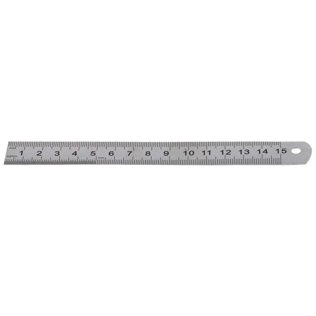 15cm Double Side Stainless Steel Measuring Straight Ruler Tool 6 Inches