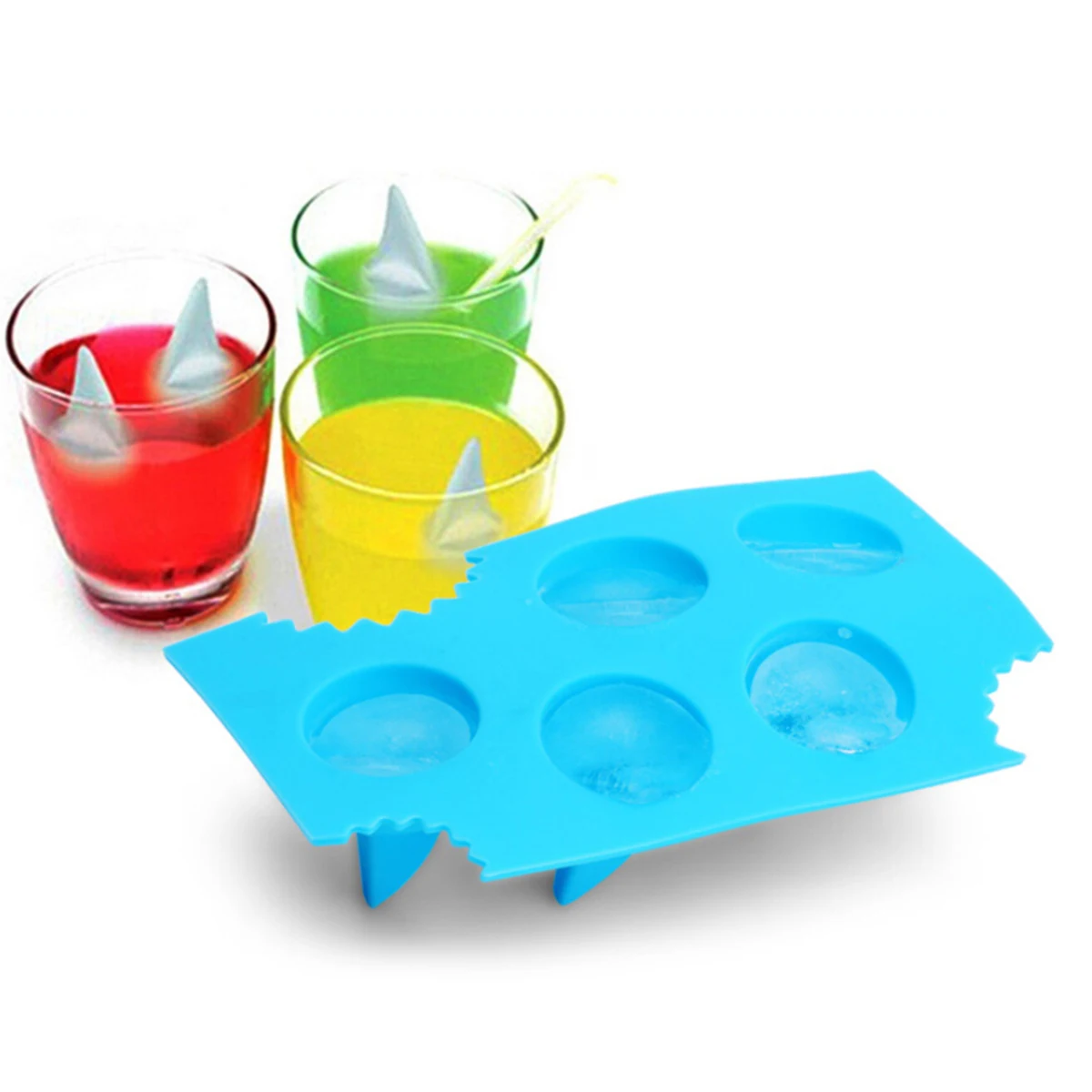 

Silicone Shark Fin Ice Cube Tray Mold Easy Release Ice Maker Creative Kitchen Tool For Home Party Bar Blue Color