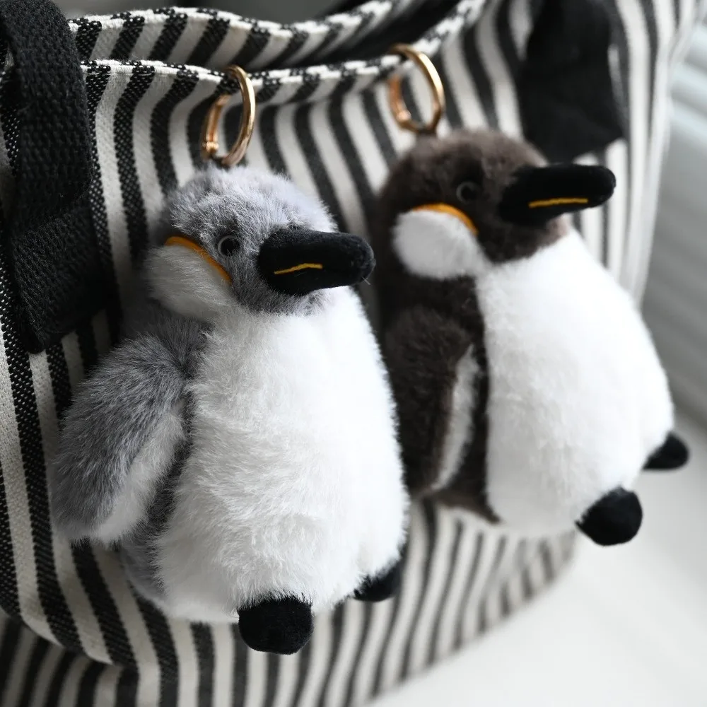 Creative Soft Aquarium Plushies Pendant Fashion Cute Emperor Penguin Keychain Cartoon Grey Plush Keyring Aquarium Gift