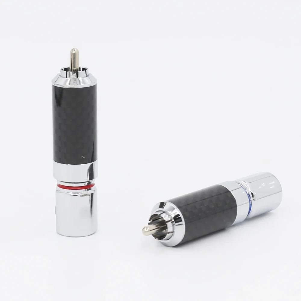 Audiocrast High Quality 4pcs Hi-End rhodium plated Carbon Fiber RCA Plug Connector