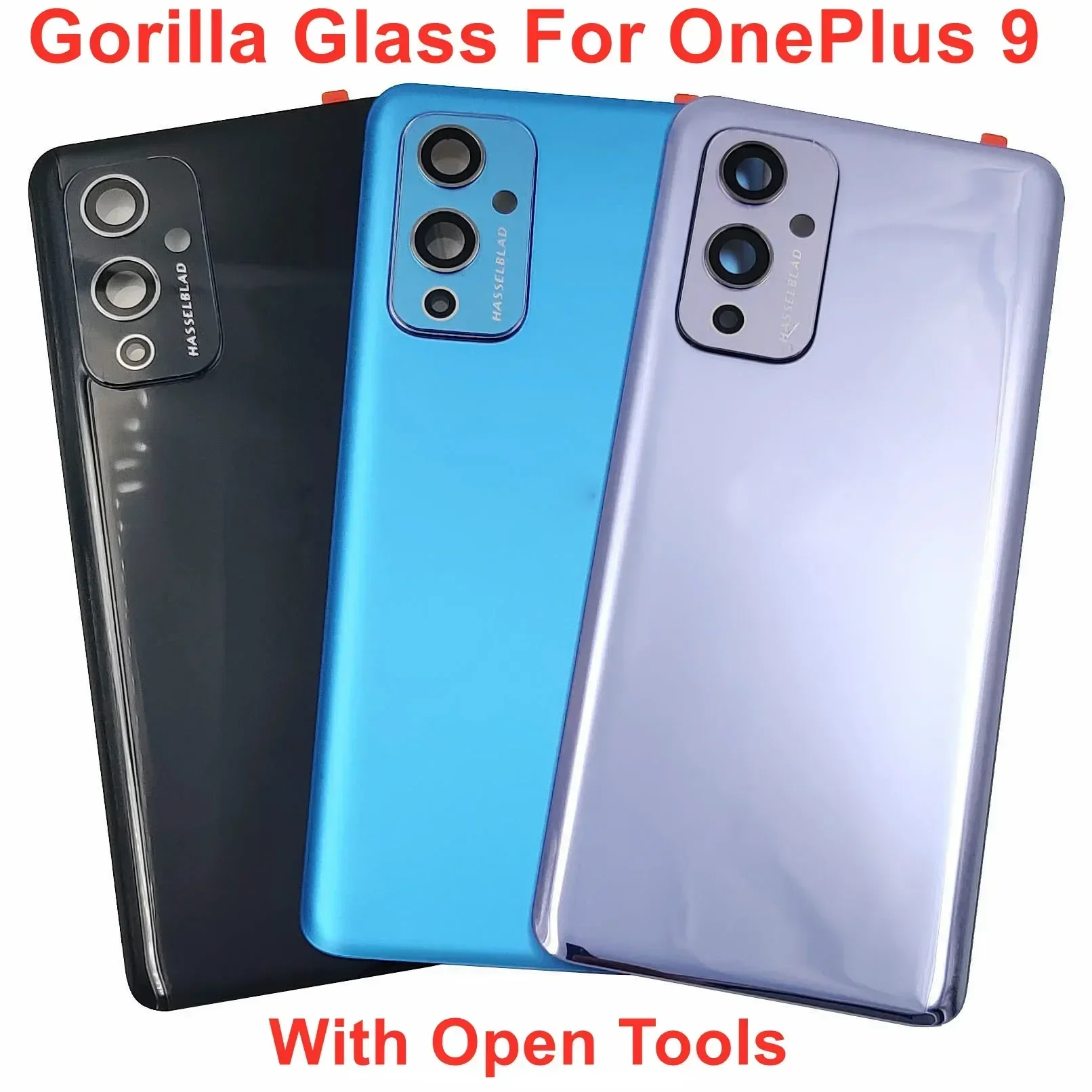 Gorilla Glass Back Door Lid For OnePlus 9 Hard Battery Cover Rear Housing Panel Case Shell With Camera Lens Adhesive Glue